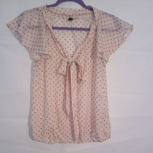 H&M Polka Dots Sheer Ruffle Sleeve Blouse